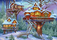 Puzzle Zimowy domek na drzewie